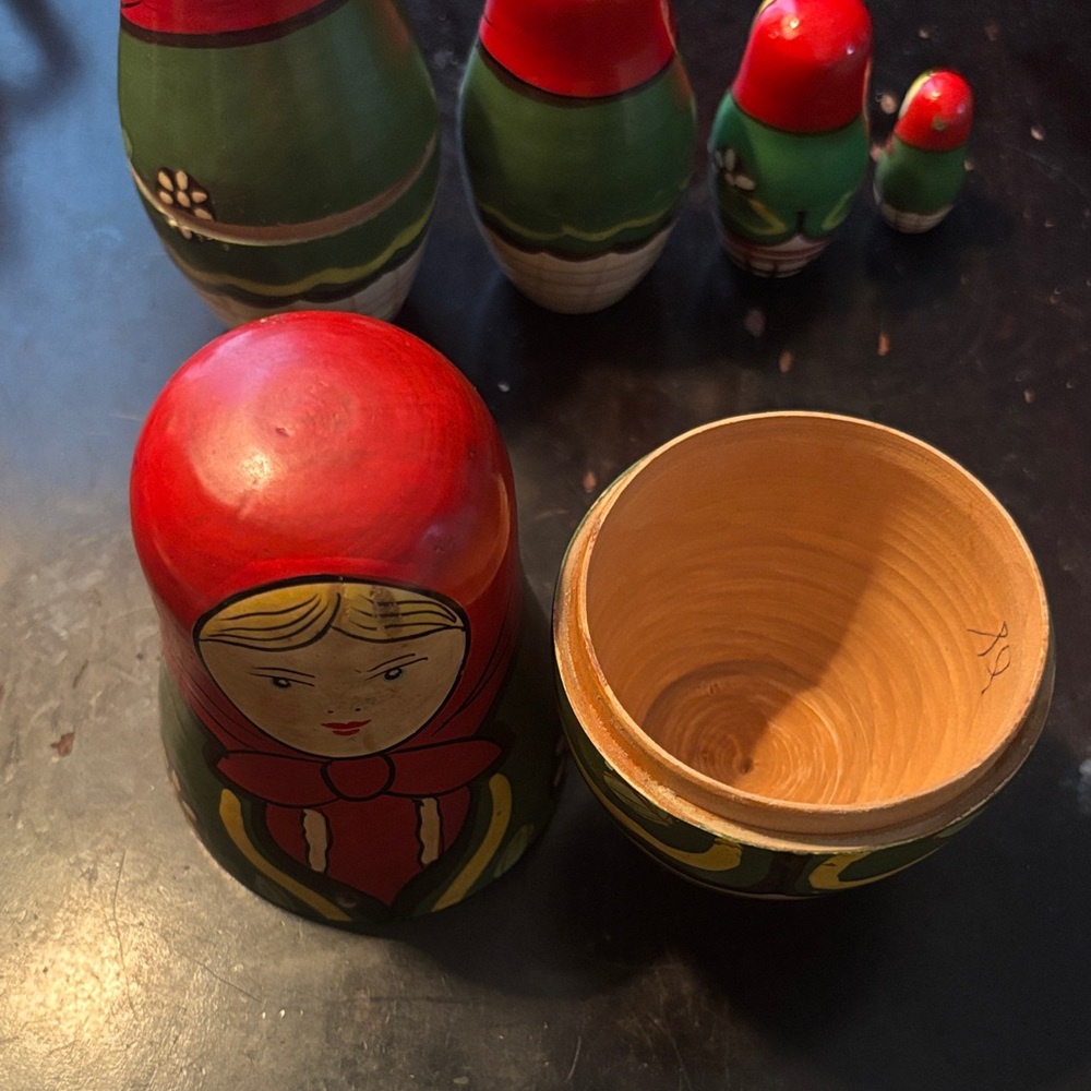 Set of Five Russian Matryoshka Nesting Wooden Traditional Dolls Made In China - Picture 7 of 14